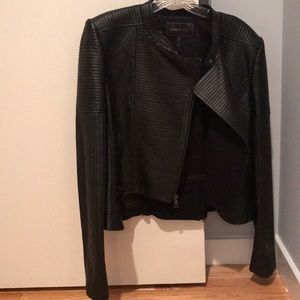 BCBG leather jacket with shoulder padding